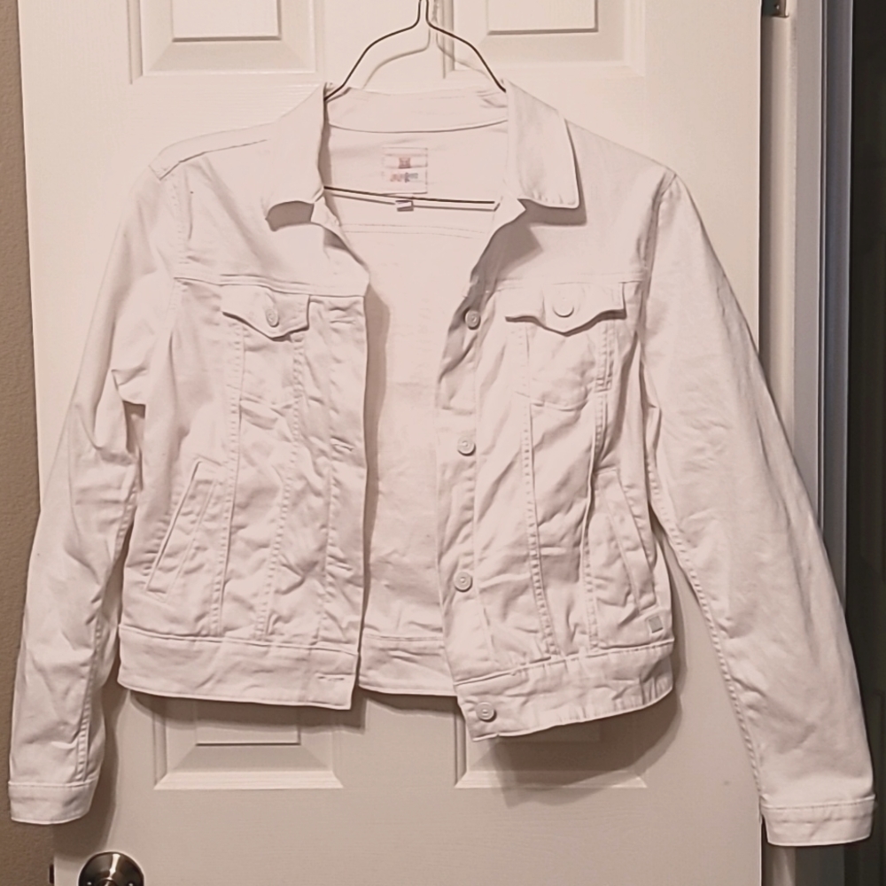 LULAROE LARGE WHITE DENIM JACKET EUC